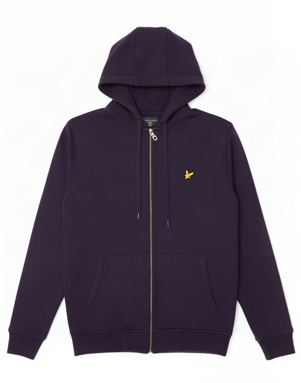 Lyle & Scott Pull à capuche zippé pour homme Petit coton bleu marine