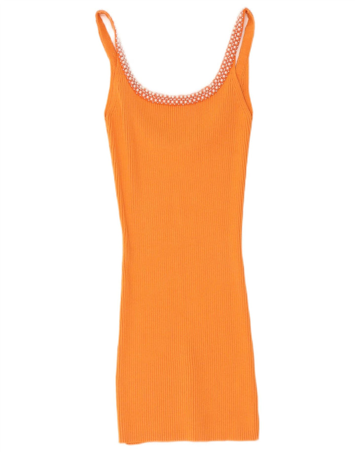 Zara Womens Slim Fit Cami Top UK 14 Viscose Orange Moyen