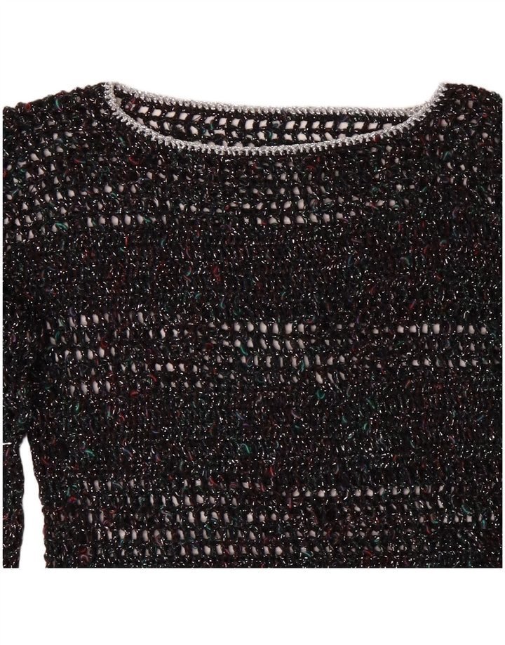 VINTAGE Femme Col Bateau Pull Pull UK 12 Moyen Multicolore Moucheté