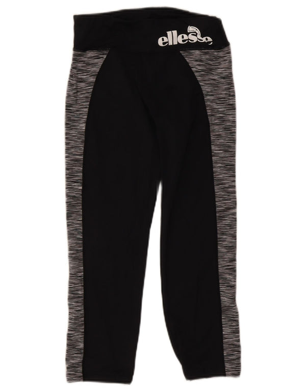 Ellesse Legging Capri Graphique Femme UK 10 Petit Nylon Colorblock Noir