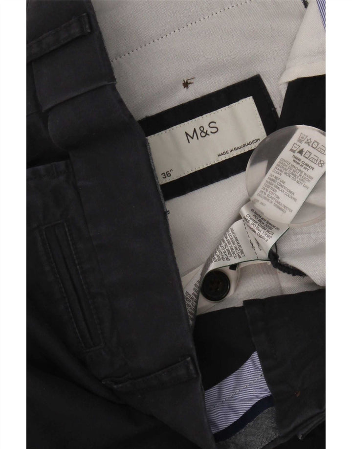Marks & Spencer Short Chino Homme W36 Large Bleu Marine Coton