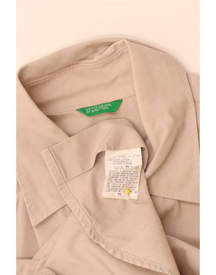 Benetton Chemise Militaire Militaire Coton Beige Moyen Homme