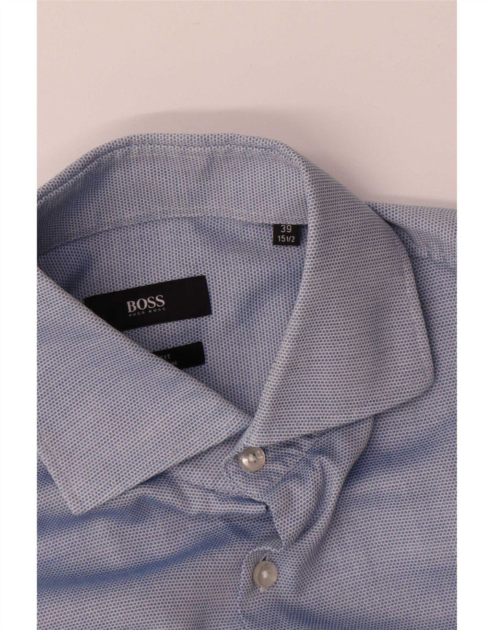 Hugo Boss Chemise Homme Taille 39 15 1/2 Coton tacheté bleu moyen