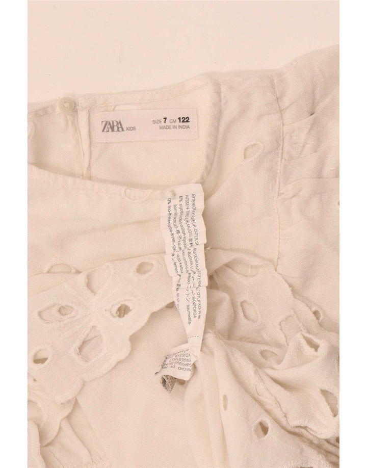 Zara Blouse Fille 6-7 ans Blanc Coton