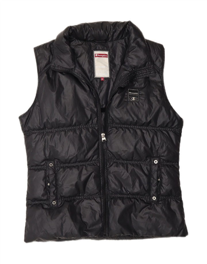 CHAMPION Womens Padded Gilet UK 18 XL Black Polyester Vintage Champion and Second-Hand Champion from Messina Hembry 