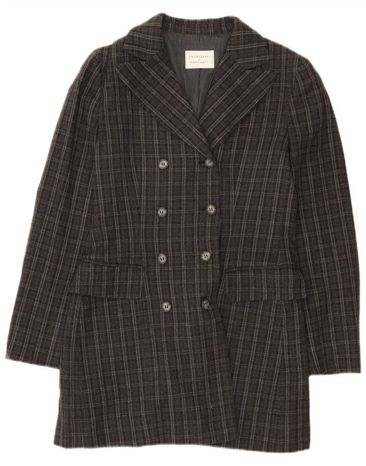 Alberta Ferretti Manteau croisé Philosophy pour femme UK 10 Petit Gris