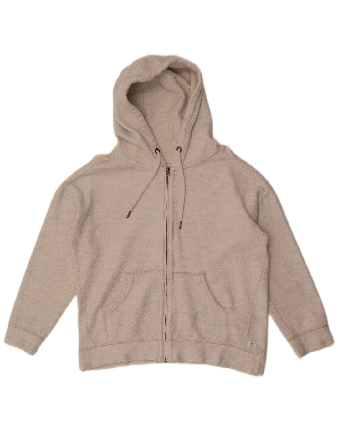 Fat Face Pull à capuche zippé surdimensionné pour femme UK 14 Gris moyen Coton