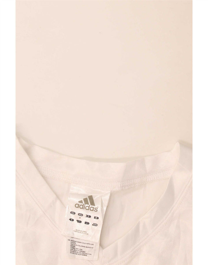 Adidas T-shirt graphique pour femme UK 12 Polyester blanc moyen