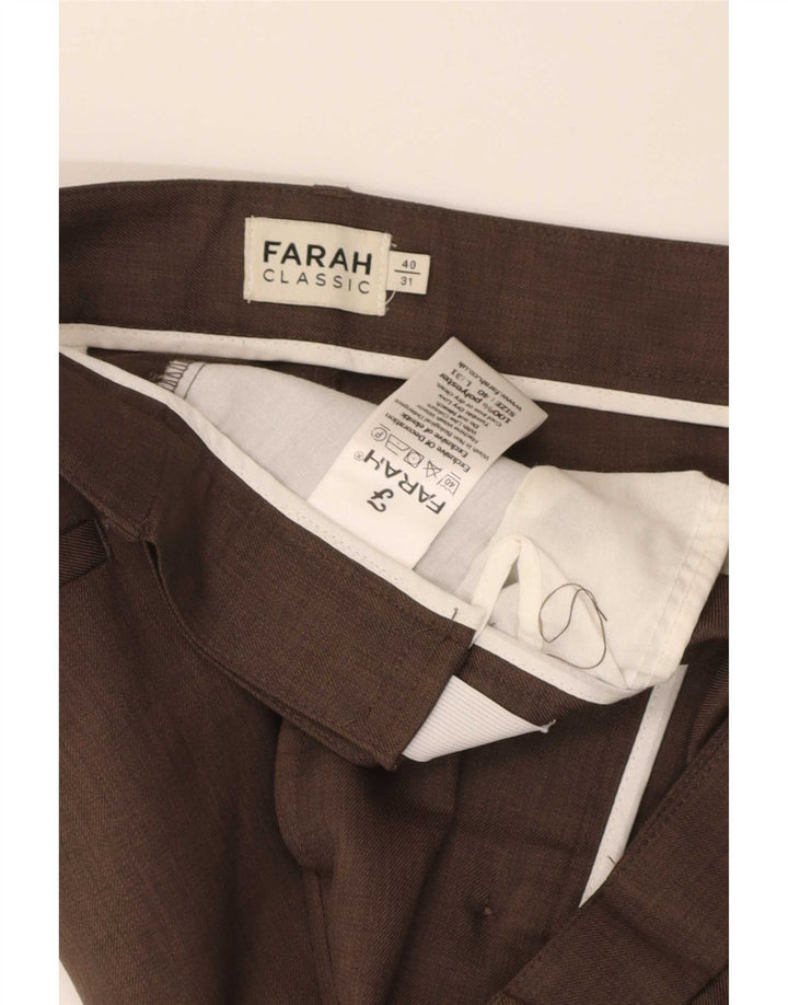Farah Pantalon Chino Droit Homme W40 L31 Marron Polyester