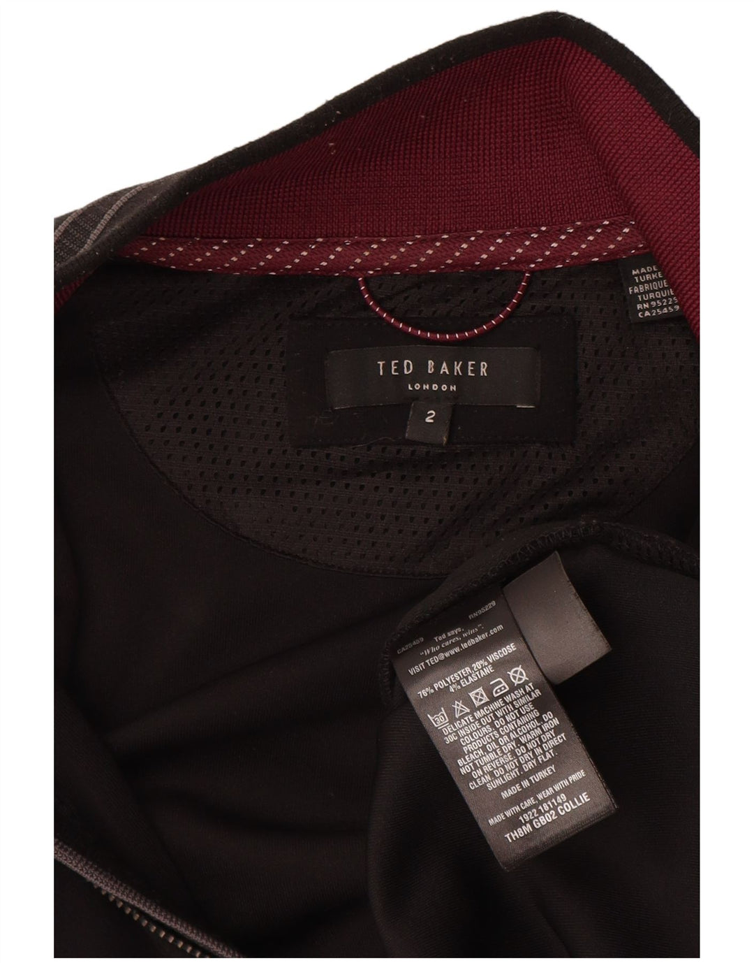 Ted Baker Veste de survêtement pour homme Taille 2 Petit Noir Polyester