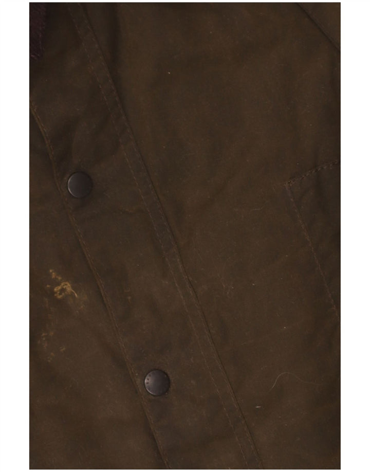 Barbour Veste à capuche en coton ciré pour garçon 7-8 ans Grand Kaki