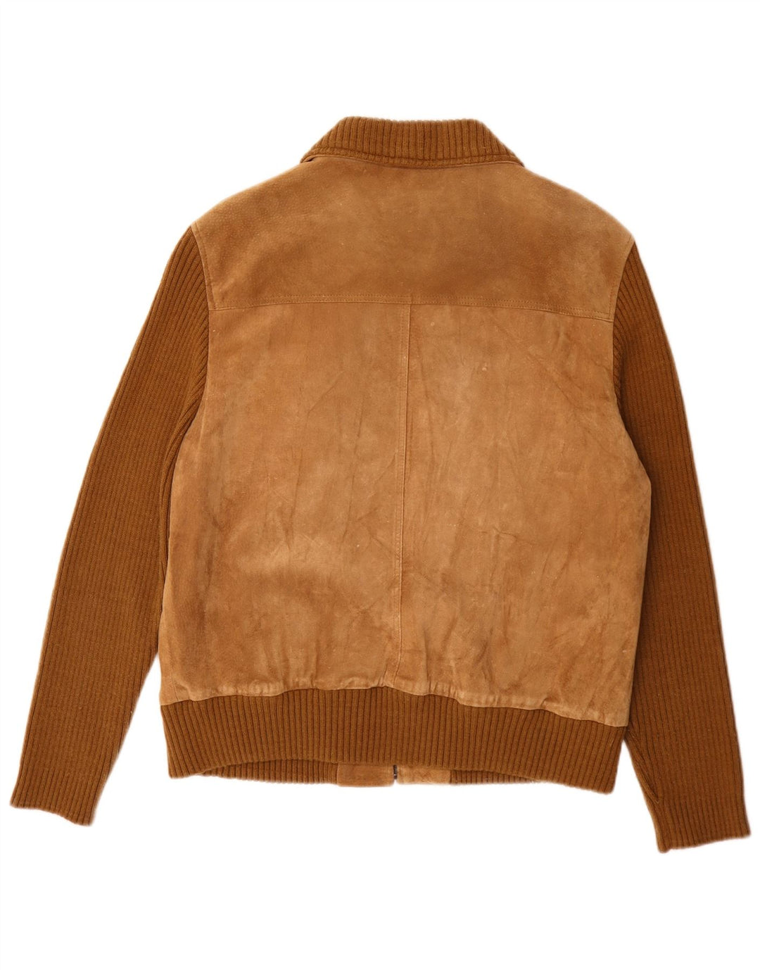 vintage Femme Daim Bomber Jacket IT 50 XL Beige Colourblock Cuir
