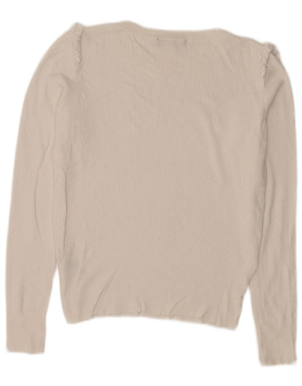 Oasis Pull surdimensionné à col bateau pour femme UK 10 Petite viscose blanche