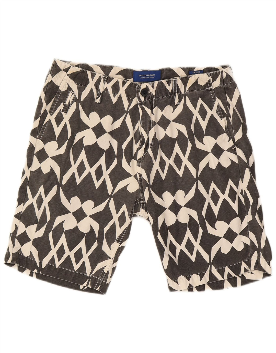Scotch & Soda Short Chino Homme W30 Coton Géométrique Gris Moyen