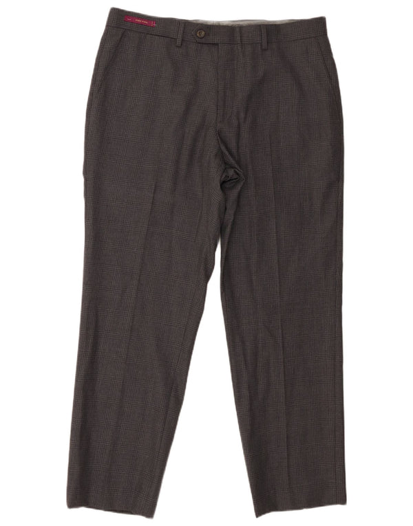 Marks & Spencer Pantalon de costume fuselé coupe ajustée pour homme W34 L29 Gris à carreaux