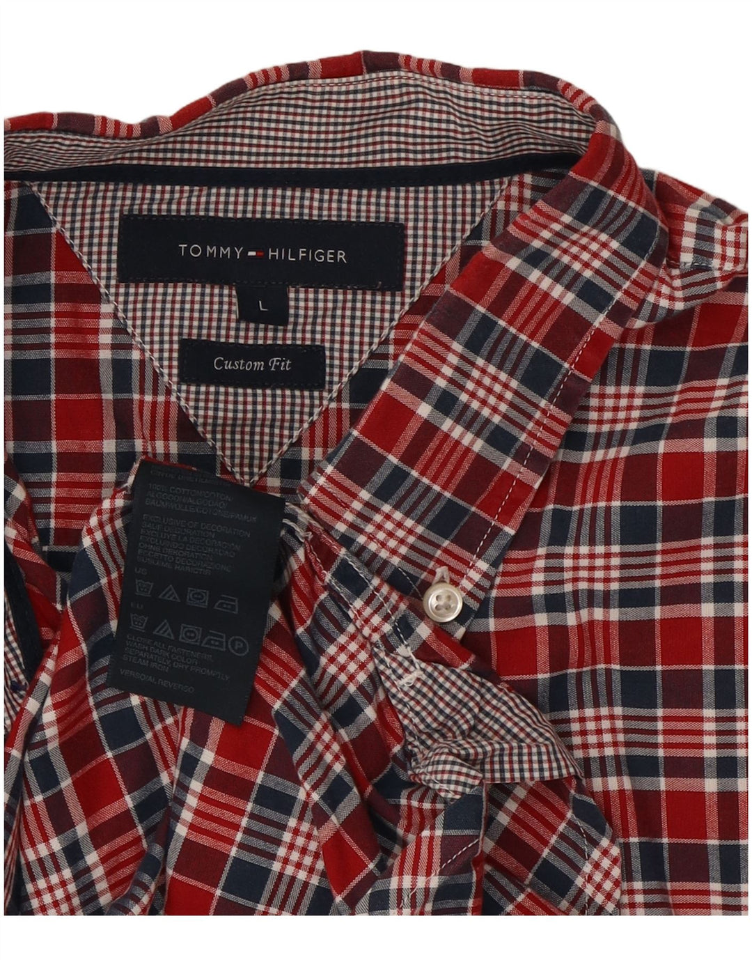 Tommy Hilfiger Chemise sur mesure pour homme en coton à carreaux rouges