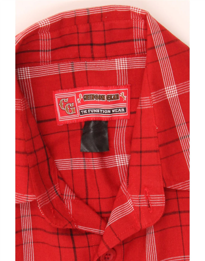VINTAGE Mens Short Sleeve Shirt Large Red Check Vintage Vintage and Second-Hand Vintage from Messina Hembry 