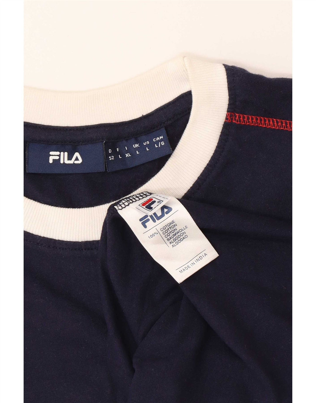 Fila Homme T-Shirt Top Large Bleu Marine Rayé Coton