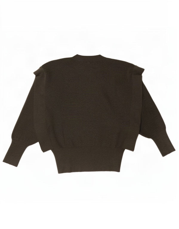 Zara Womens Batwing Crew Neck Jumper Sweater UK 10 Petite laine kaki
