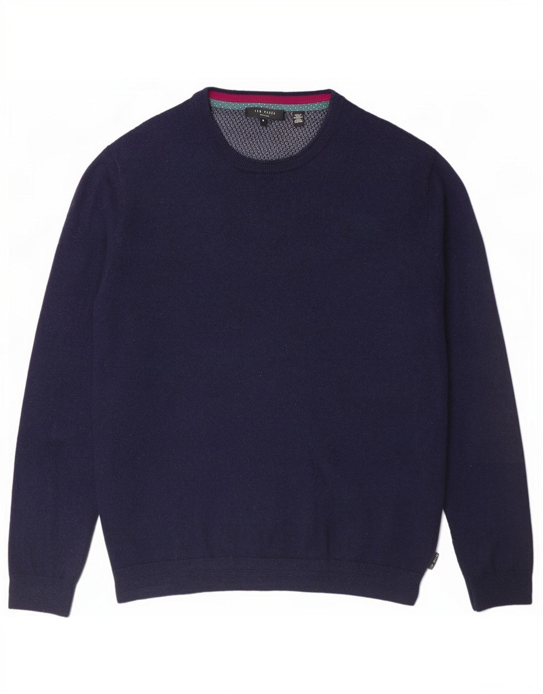 Ted Baker Pull à col rond pour homme Taille 4 Grande laine bleu marine