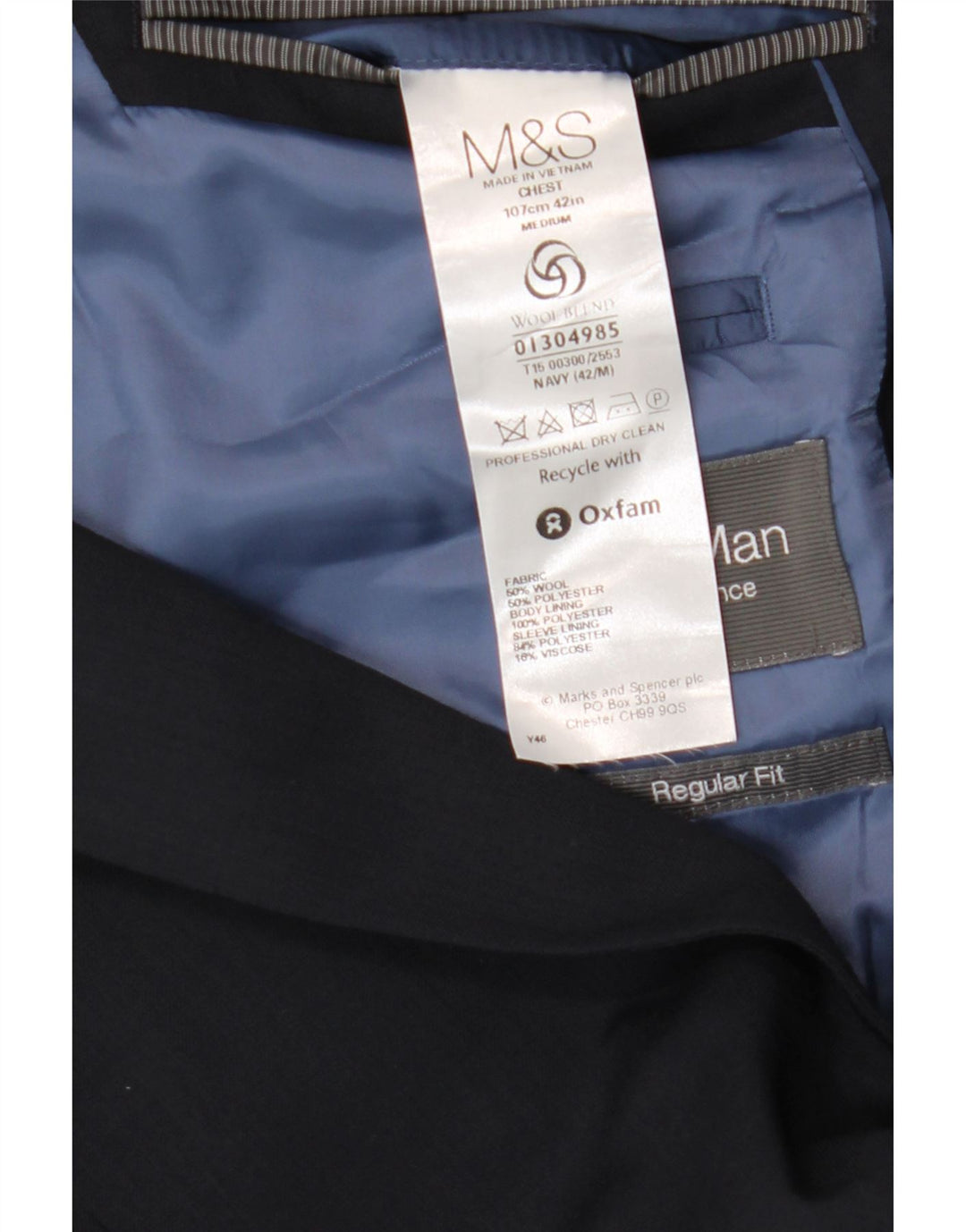 Marks & Spencer Veste blazer à 2 boutons pour homme UK 42 Grande laine bleu marine