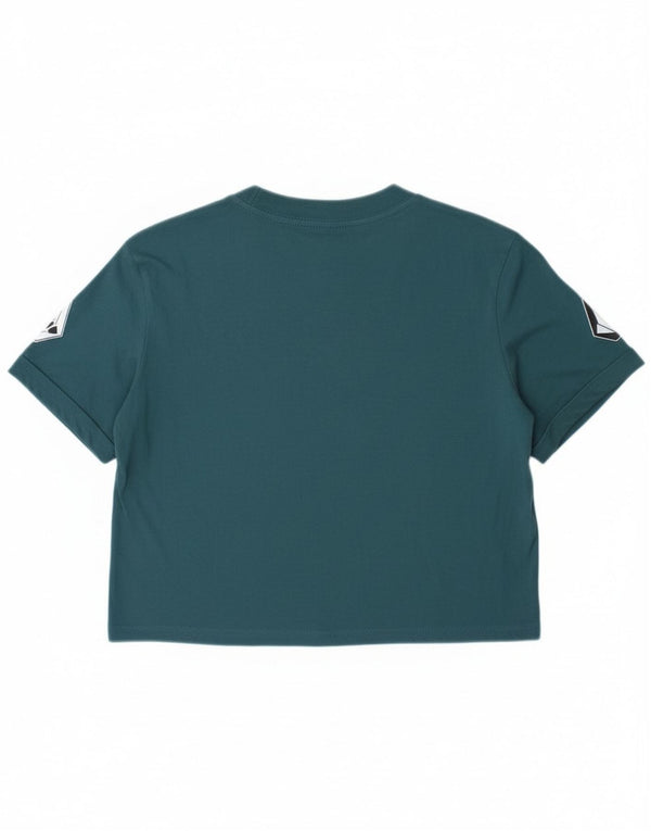 Volcom Womens Loose Fit Crop Graphic T-Shirt Top Taille 4/6 Petit Bleu