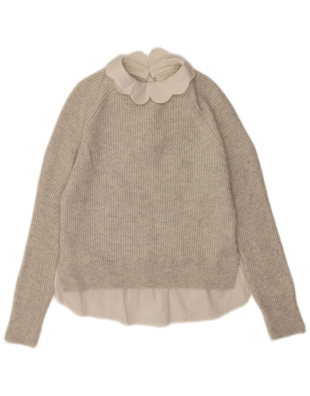 Ted Baker Pull surdimensionné à col rond pour femme US 0 2XS Gris laine