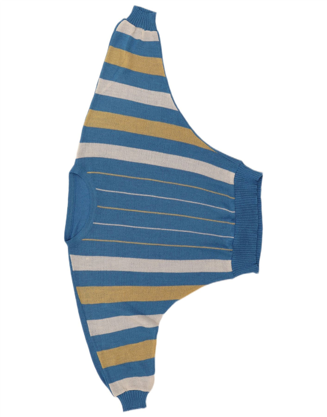 VINTAGE Femmes Batwing Boat Neck Jumper Sweater IT 40 Petit Bleu Rayé