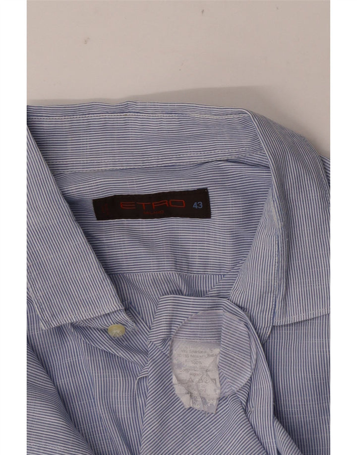 Etro Chemise homme taille 43 grand coton à fines rayures bleues