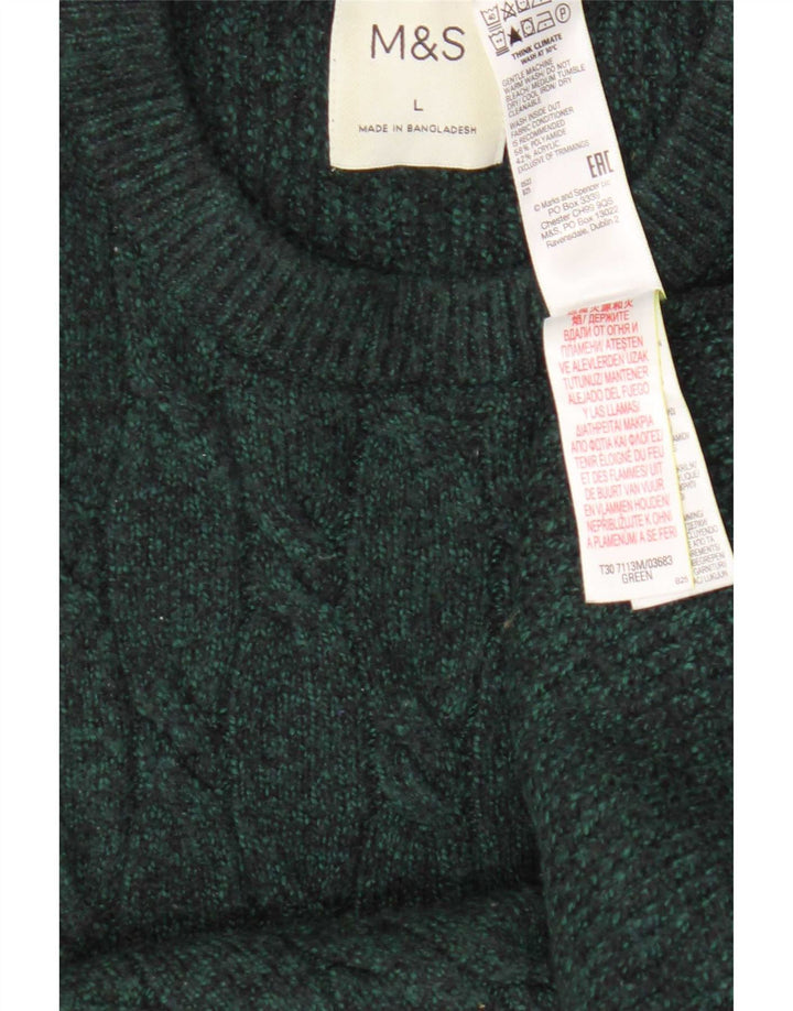 Marks & Spencer Pull ras du cou pour homme, grand, vert, polyamide