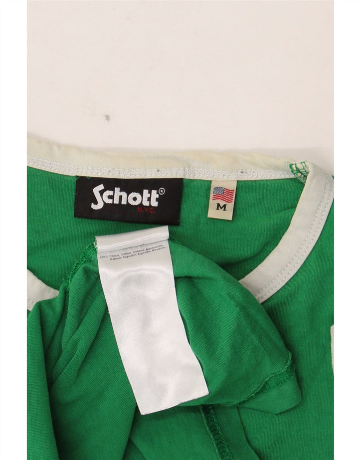 Schott T-Shirt Graphique Homme Vert Moyen Coton