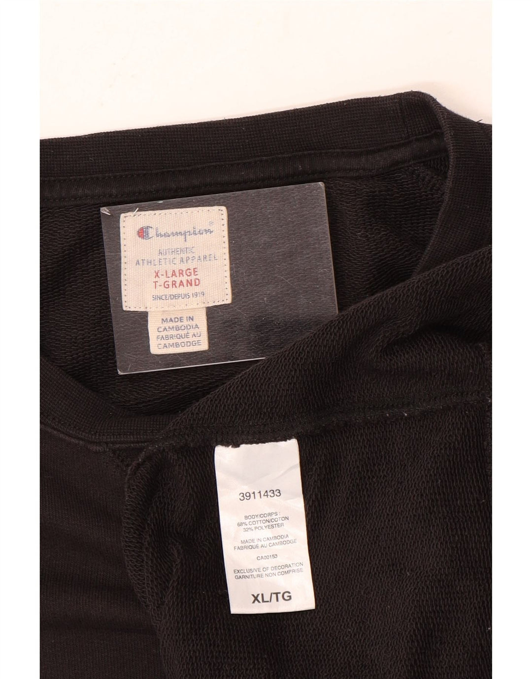 CHAMPION Sweat-Shirt Graphique Homme XL Noir Coton