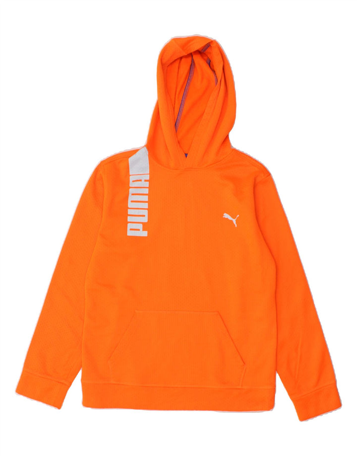 PUMA Boys Graphic Hoodie Jumper 14-15 Years Large Orange Polyester Vintage Puma and Second-Hand Puma from Messina Hembry 