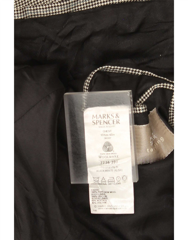 Marks & Spencer Veste blazer à 2 boutons pour homme UK 42 Large pied-de-poule noir
