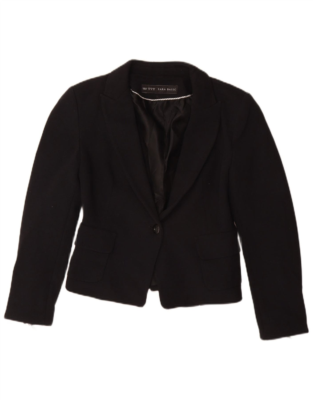 ZARA Femme 1 Bouton Blazer Veste UK 12 Moyen Noir