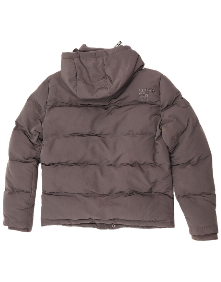 Superdry Veste matelassée à capuche graphique pour hommes UK 36 petit gris polyester