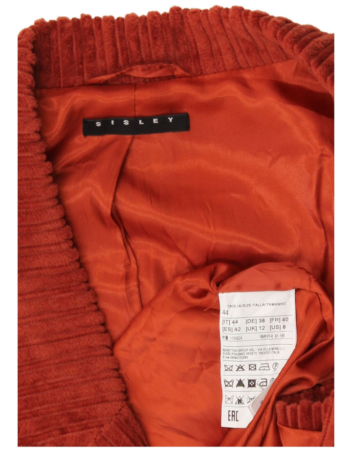 Sisley Veste blazer en velours côtelé pour femme UK 12 Marron moyen
