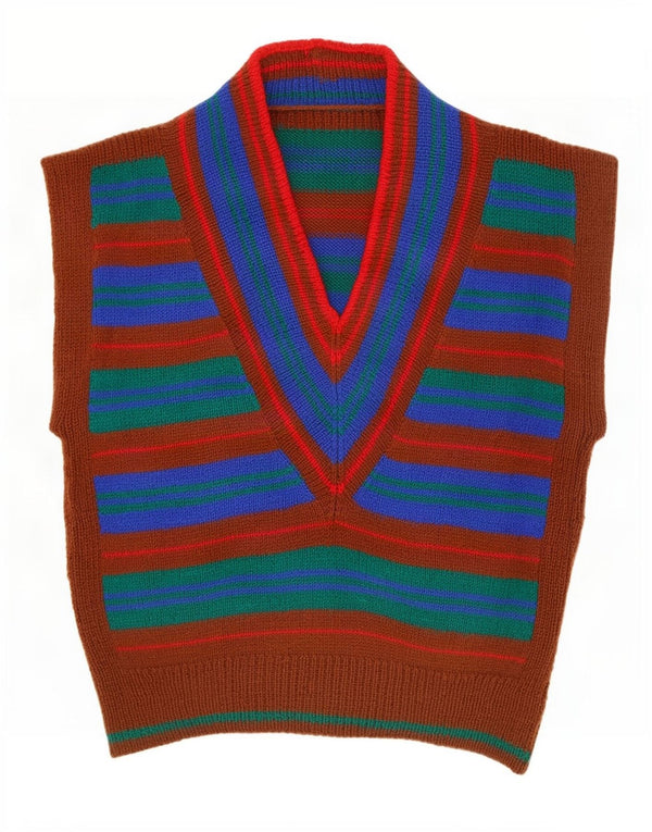 vintage Womens Vest Tank Top UK 18 XL Rayé multicolore