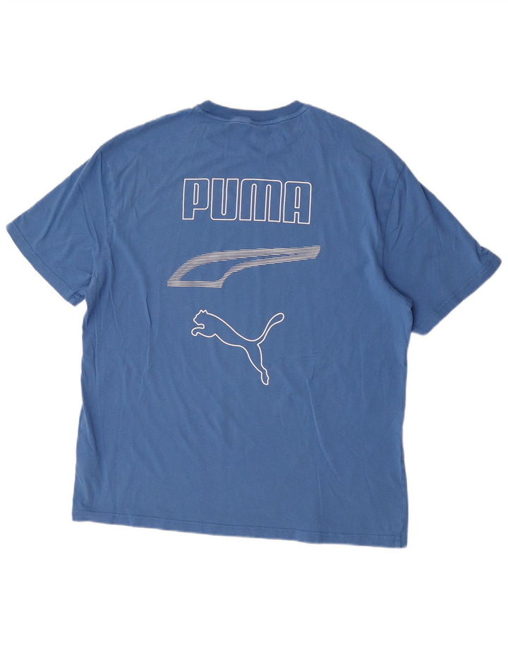 PUMA T-shirt graphique pour hommes, grand, bleu, coton