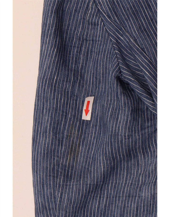 Zara Womens 1 Button Blazer Jacket UK 18 XL Bleu Pinstripe Polyester