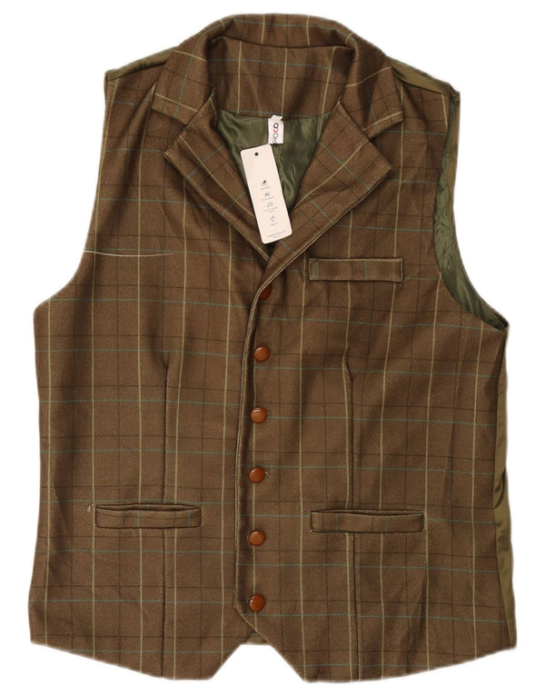 gilet homme vintage grand chèque kaki