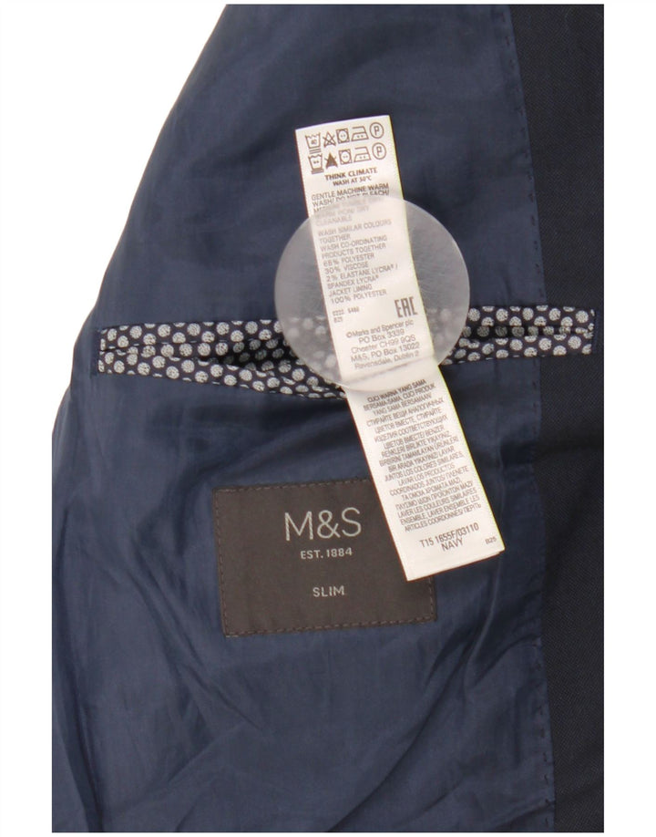 Marks & Spencer Veste blazer slim à 2 boutons pour homme UK 38 Bleu marine moyen