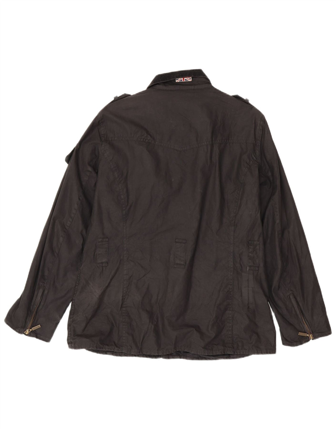 BARBOUR Womens Military Waxed Cotton Jacket UK 14 Large Black
