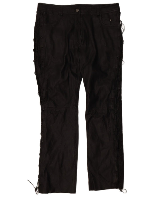 HIGHWAY 1 Pantalon droit en cuir pour femme EU 46 XL W38 L32 Cuir noir