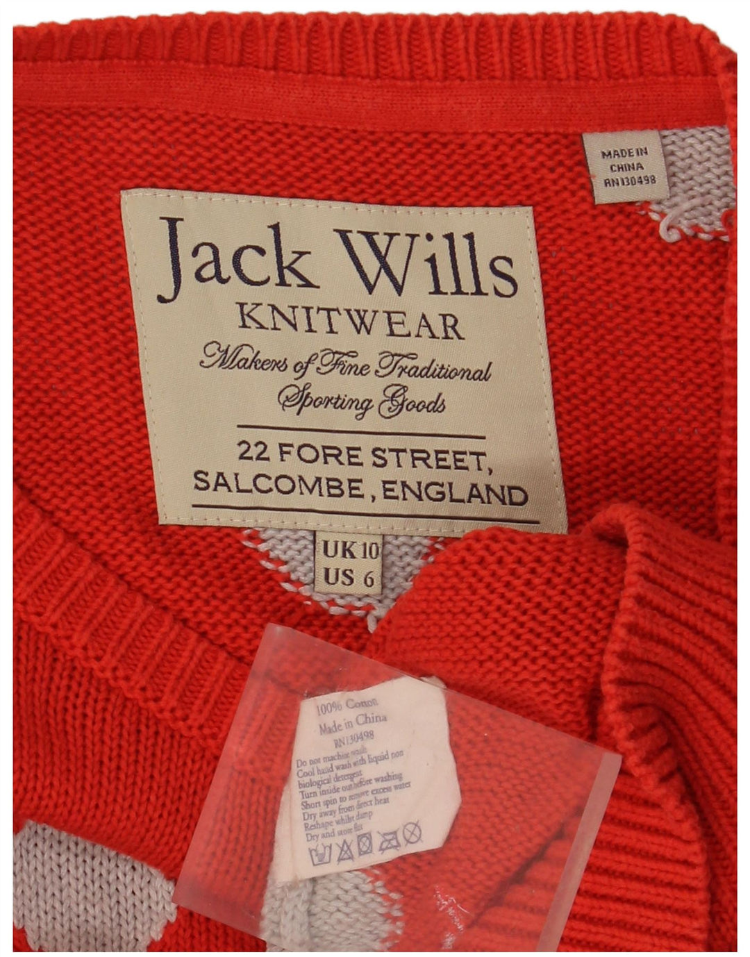 JACK WILLS Pull col bateau pour femme UK 10 Petit pois rouge