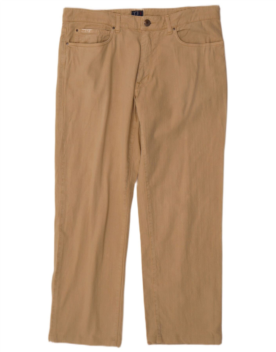 TRUSSARDI Pantalon décontracté droit pour homme W38 L29 Beige Coton