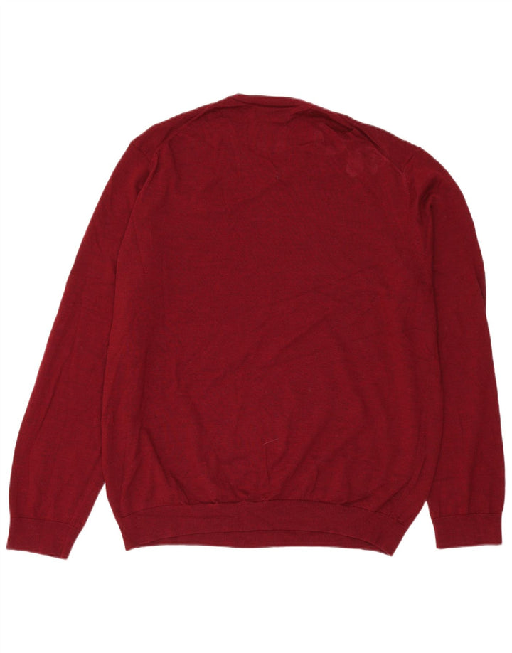 Marks & Spencer Pull col rond pour homme XL en laine mérinos rouge
