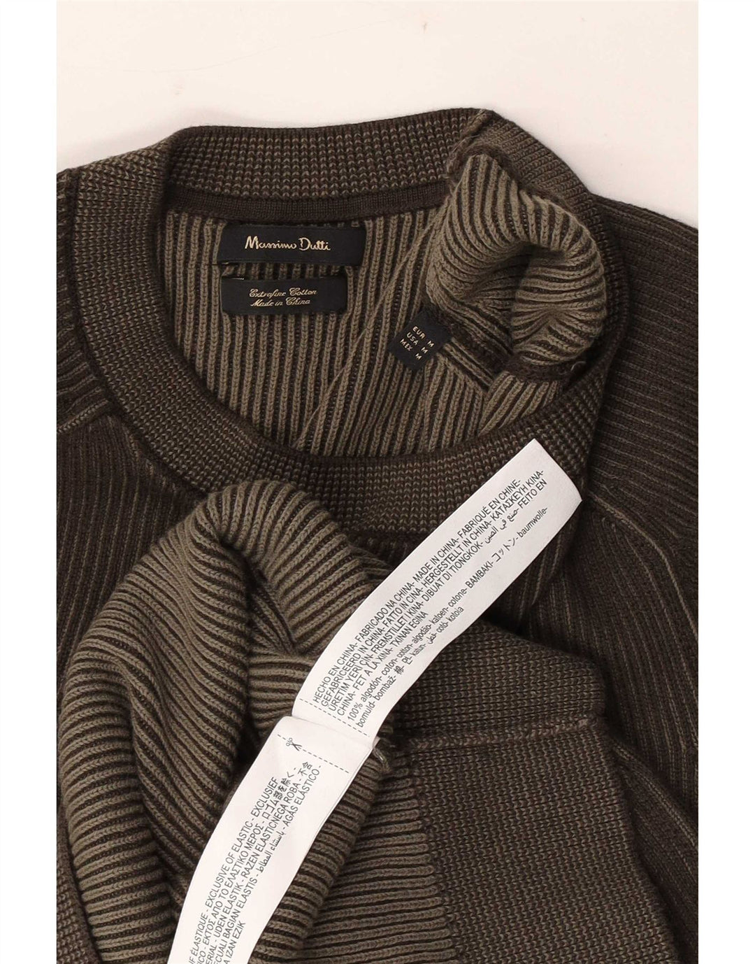 Massimo Dutti Pull col rond homme en coton marron moyen