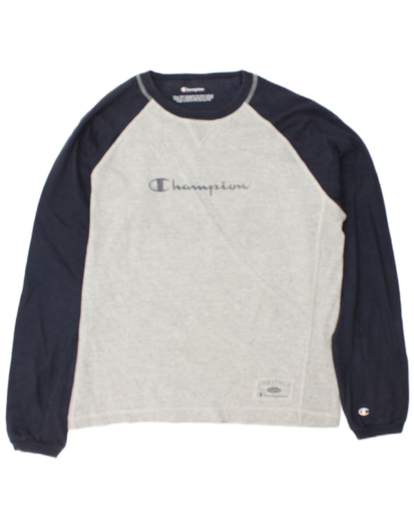 Champion Haut graphique à manches longues pour homme en coton color block gris moyen