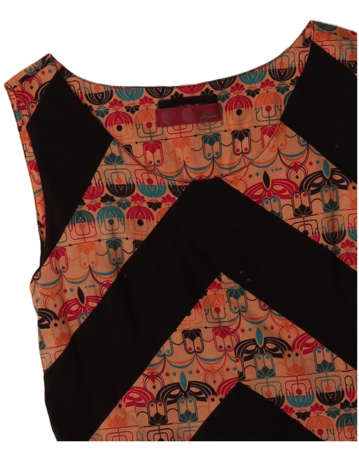 SKUNKFUNK Robe droite sans manches pour femme UK 12 en coton à chevrons orange moyen